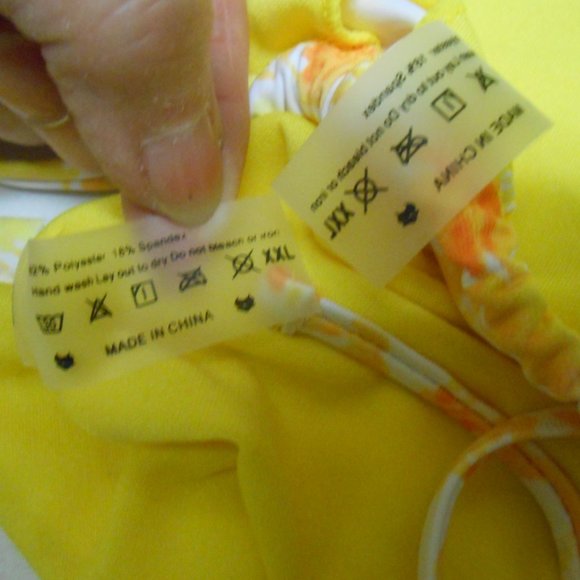 juniors size XL 2 piece string bikini swimsuit nwot yellow lined padded bra πββ - Picture 8 of 10